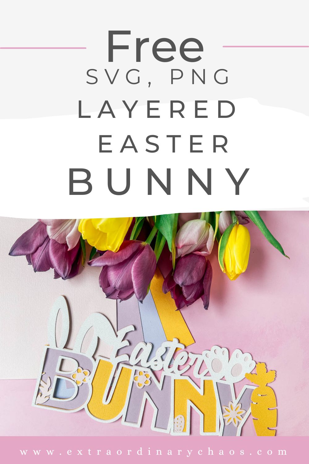 Free SVG PNG layered Easter Bunny for Easter crafts with Cricut, Silhouette, xTool and Glowforge