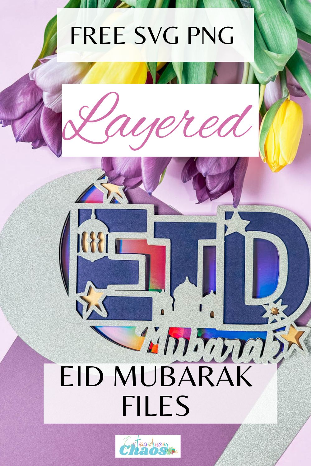 Free SVG PNG layered Eid Mubarak files for crafts with Cricut, Silhouette, xTool Glowforge