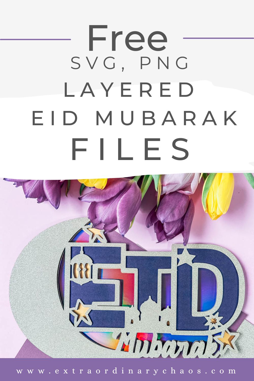 Free SVG PNG layered Eid Mubarak files for crafts with Cricut, Silhouette, xTool and Glowforge