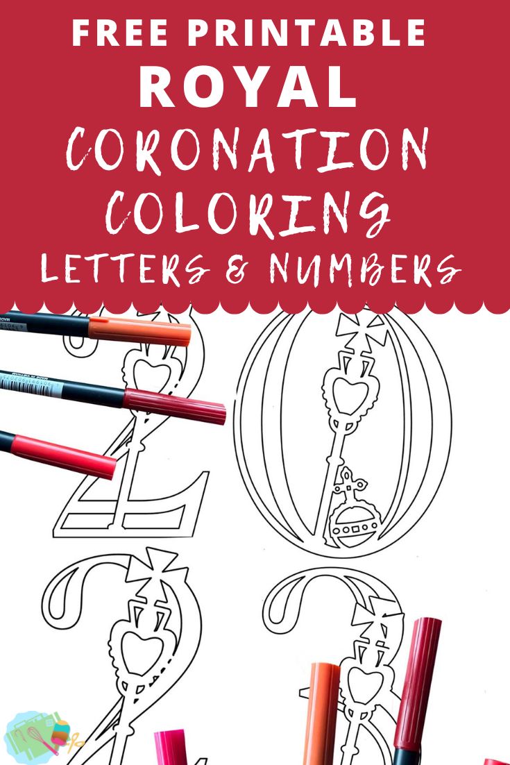 Royal Coronation ABC Coloring Alphabet and Number Set for classroom activities, home school and Royal Coronation crafts and Coronation lessons