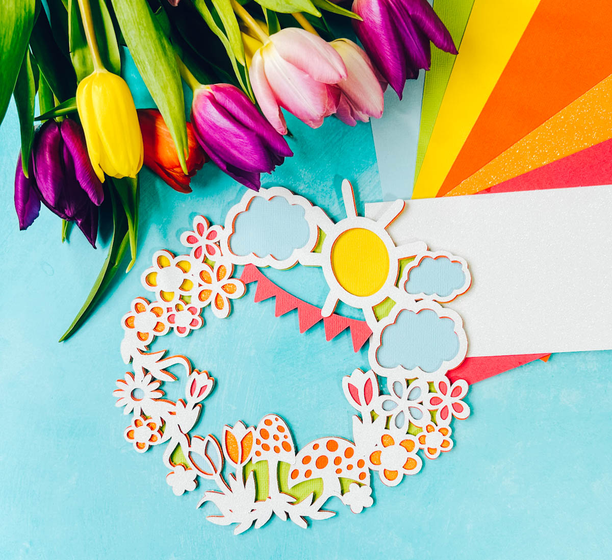 Summer sun floral layered wreath for crafting
