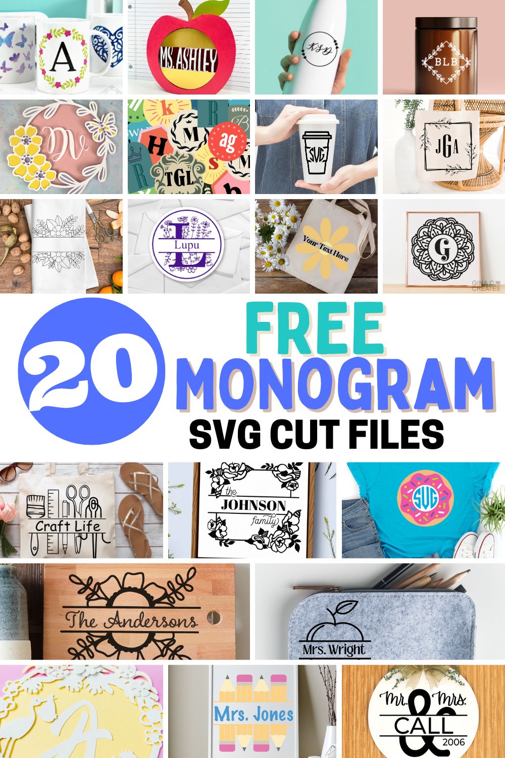 Free Monogram designs for crafting with Cricut and Silhouette