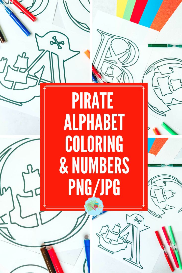 Free Pirate Alphabet and Numbers Coloring Alphabet