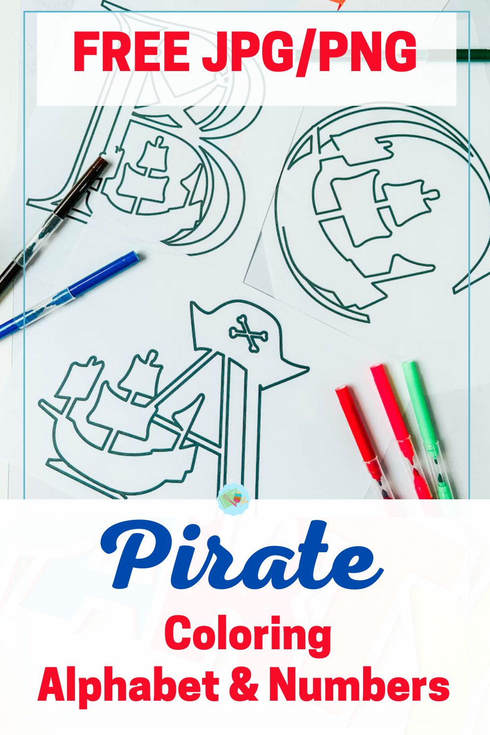 Free coloring Pirate Alphabet and Numbers Alphabet