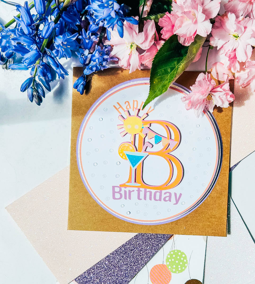Diy card made with cocktail themed letters