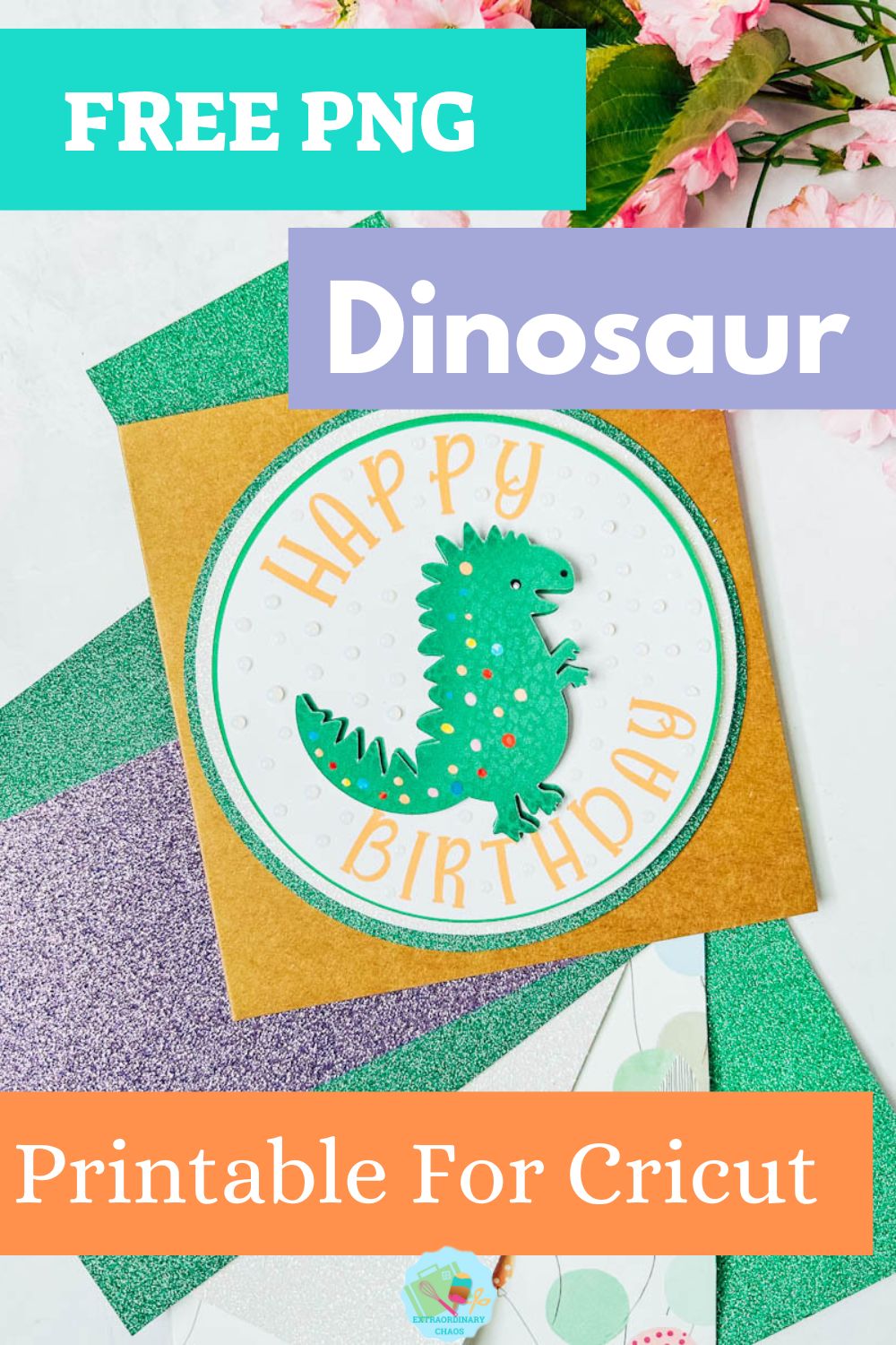 Free Printable Dinosaur PNG Files for Cricut and Silhouette card making, sublimation, cake toppers and scrapbooking