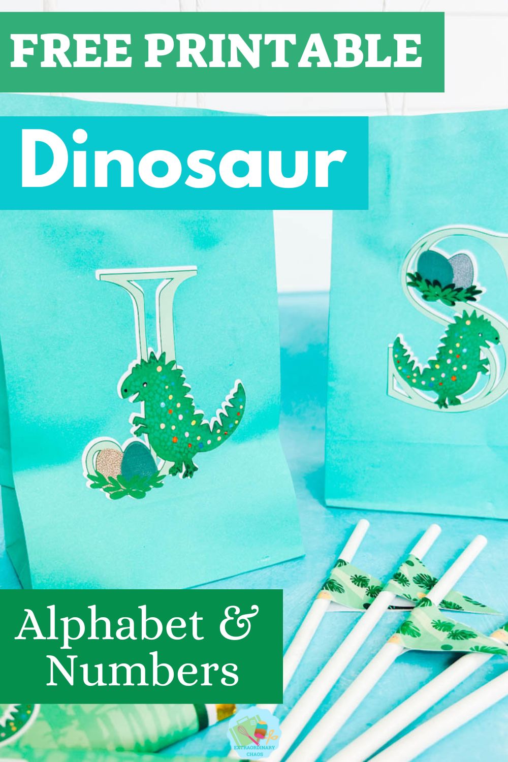 Free printable Dinosaur Alphabet and Number Sets