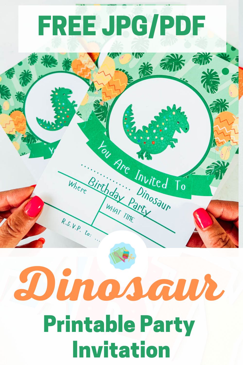 Free printable Dinosaur Party Invitation JPJ PDF