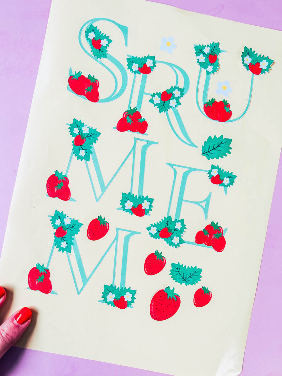 Printable Strawberry alphabet Letters for Cricut print then cut