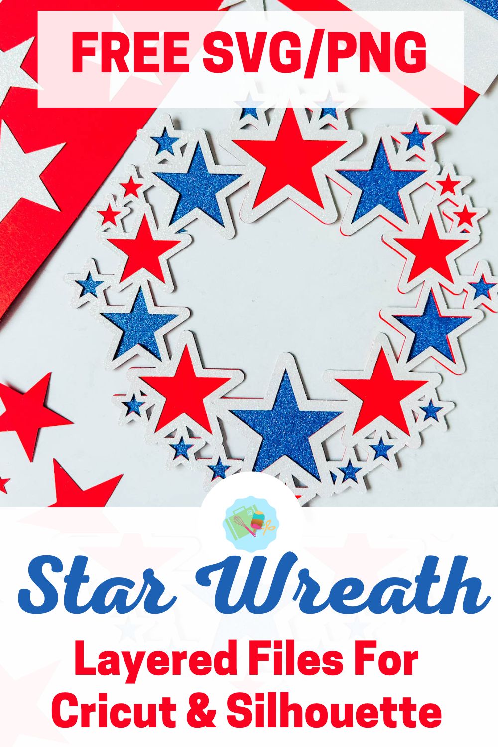 Freee layered star wreath for Cricut and Silhoutte