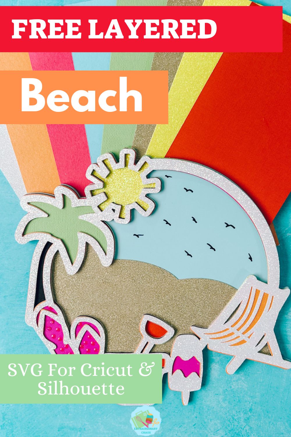 Free beach layered SVG File for Cricut and Silhouette