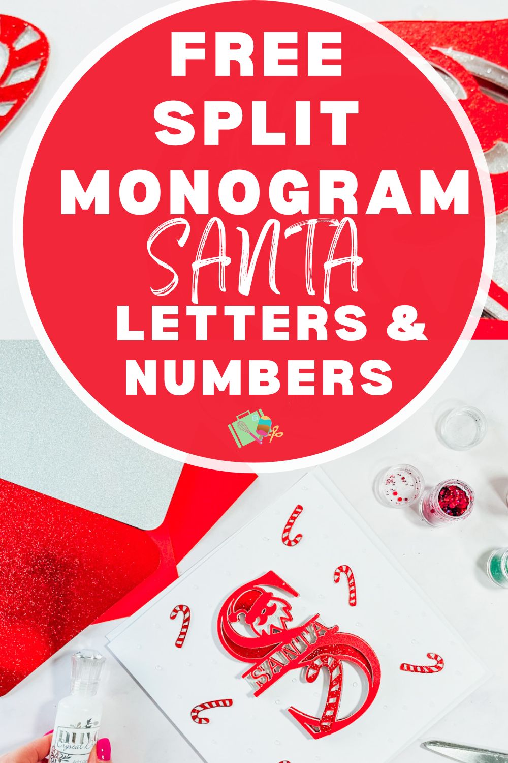 Santa Split Monogram Alphabet and Numbers for Christmas Crafts projects with Cricut and Silhouette