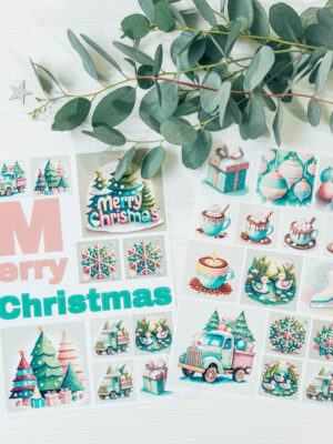 Free Printable Pastel Christmas Stickers For Planners and Scrapbooking