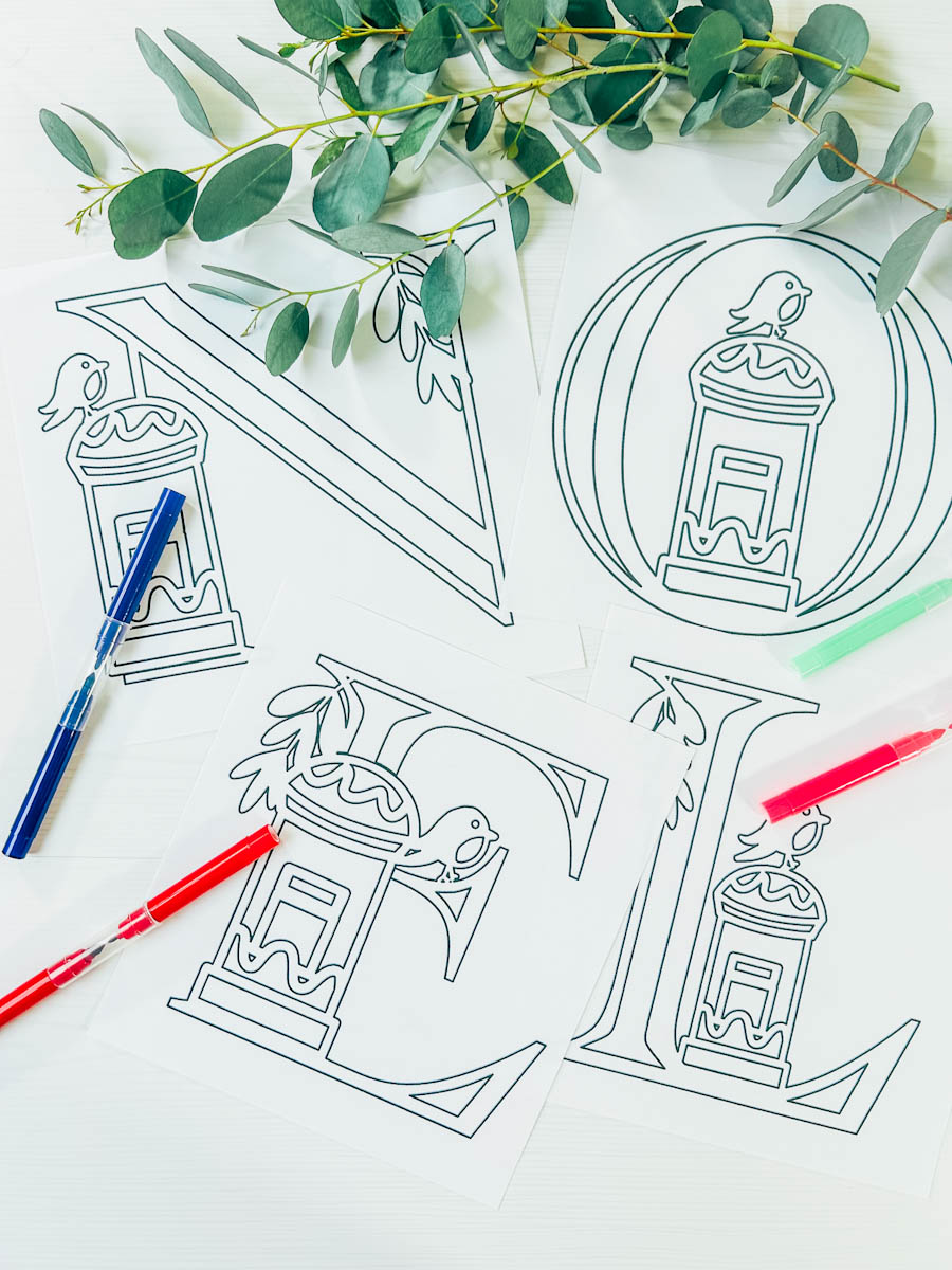Printable postbox coloring alphabet letters and numbers