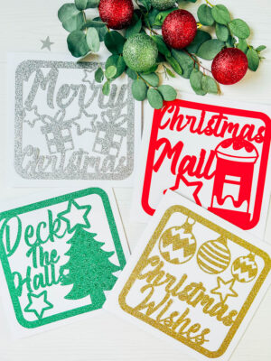 Four Free Christmas Card SVG PNG Files For Cricut and Silhouette