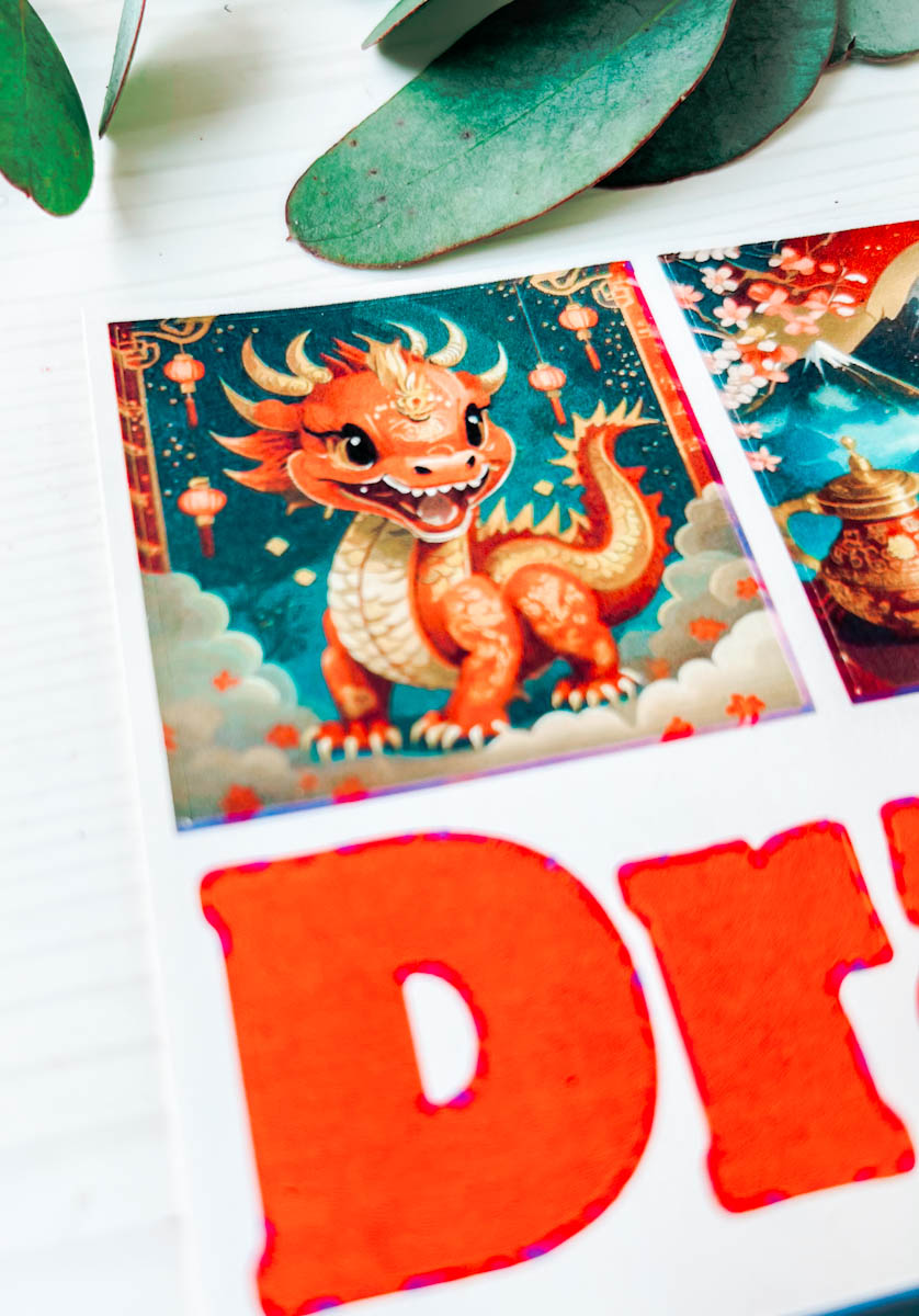 Free PDF PNG Chinese New Year, Year of the Dragon printable Sticker