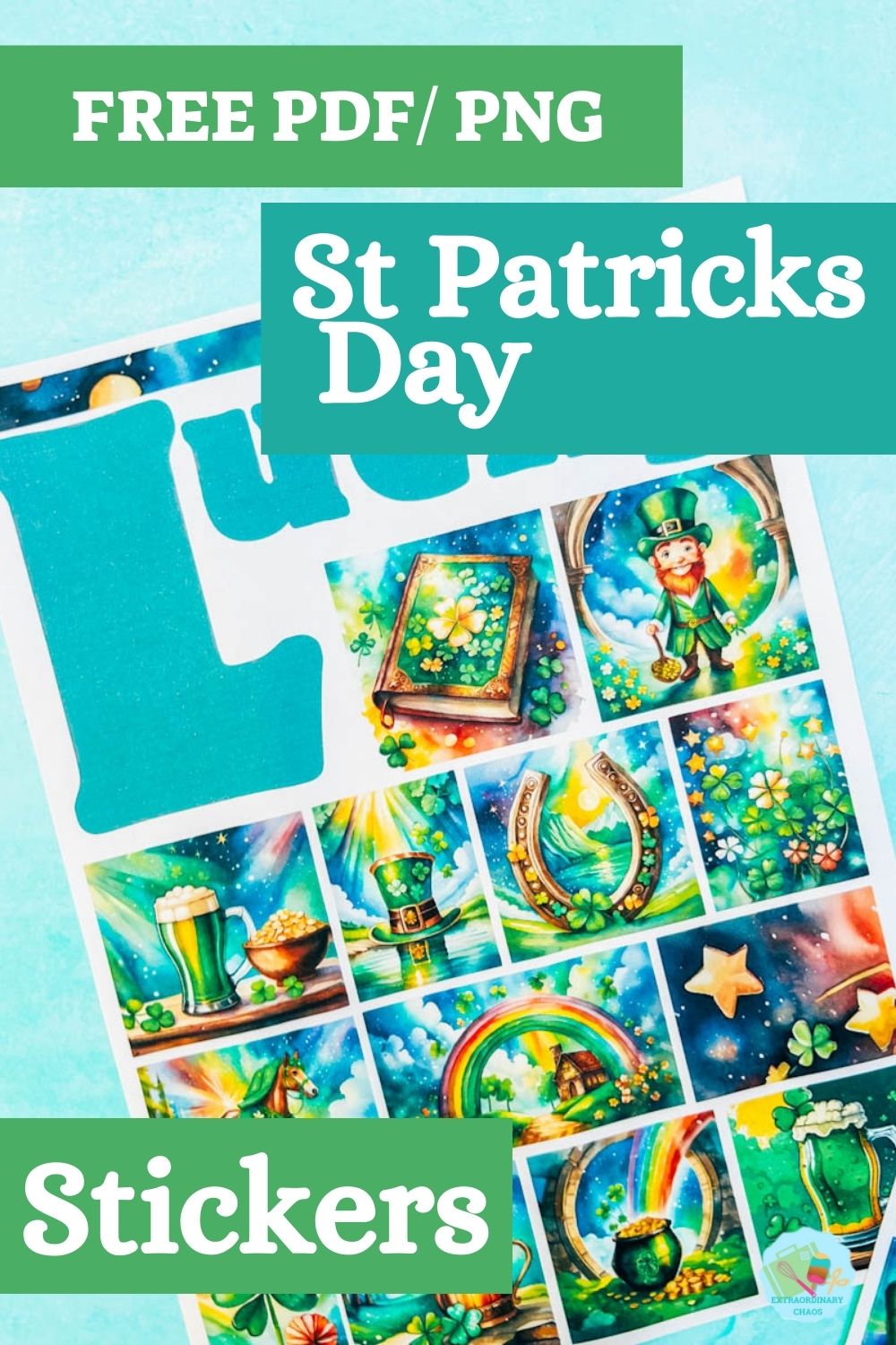 Free PDF PNG St Patricks Day printable Stickers for Cricut and Silhouette