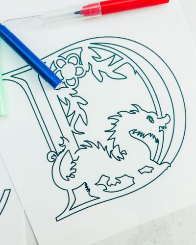 Free Year of the Dragon Coloring Alphabet and Number Set