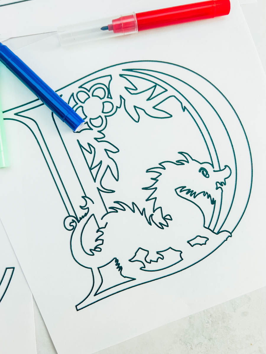 Free printable Year of the Dragon Coloring
