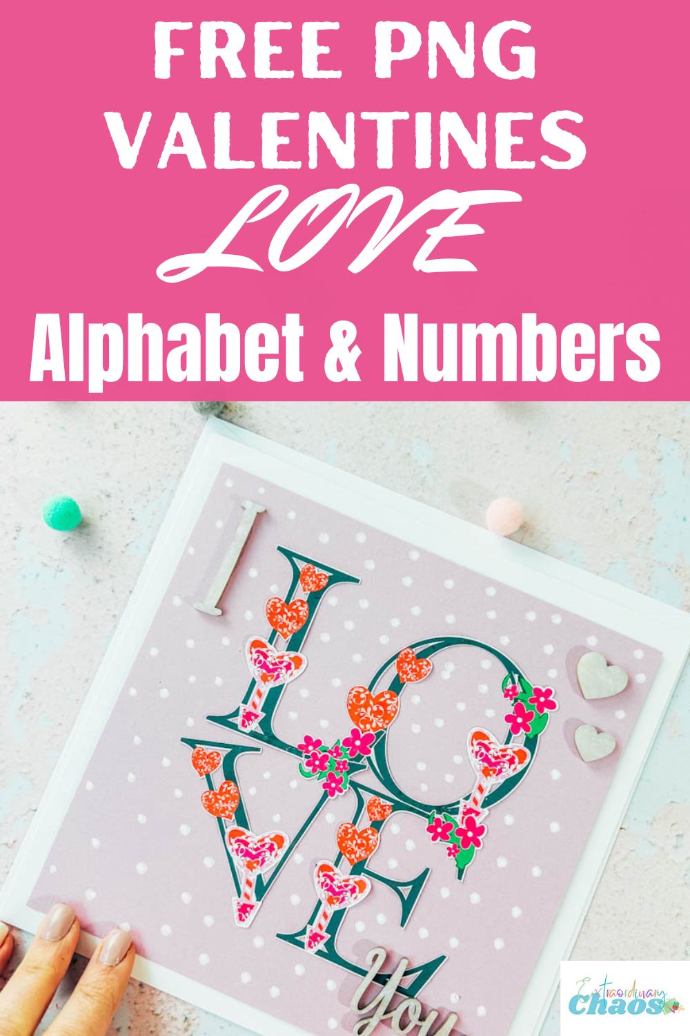 Printable Hearts and Flowers PNG Alphabet letters and numbers
