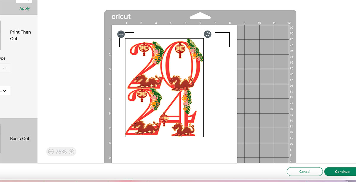 Sending your print and cut dragon numbers to cut on Cricut