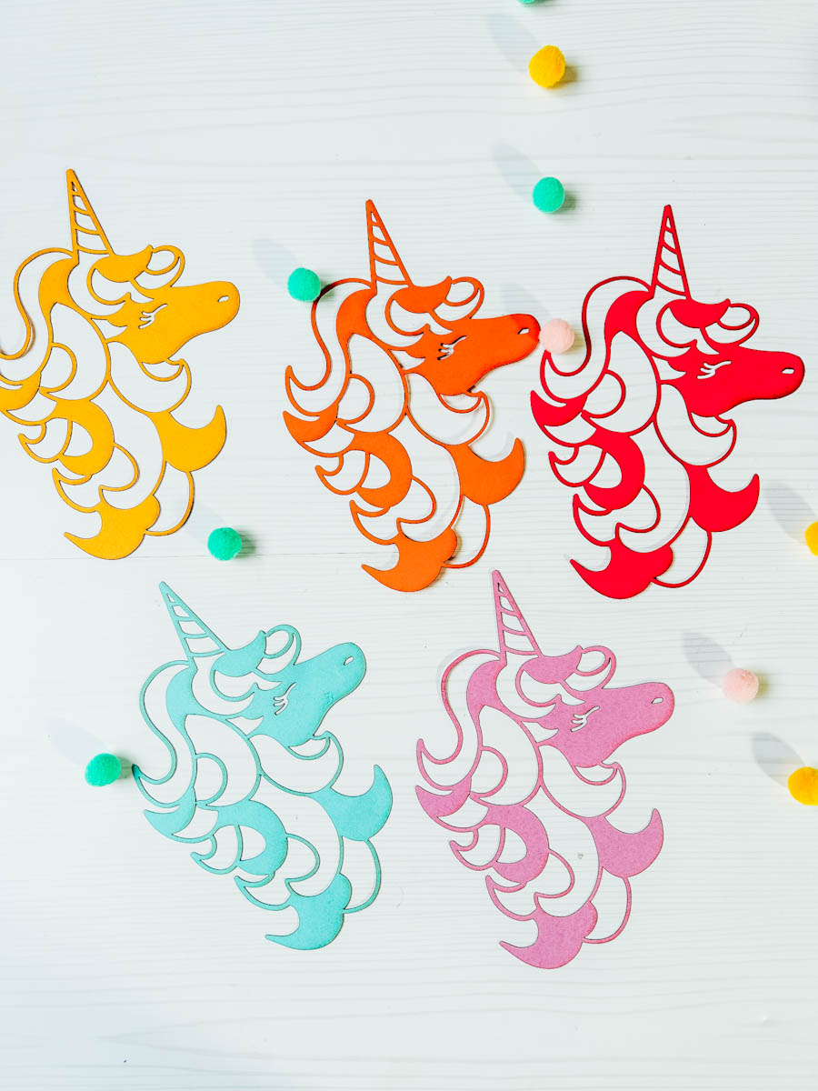 Card Unicorns made with the xTool P2