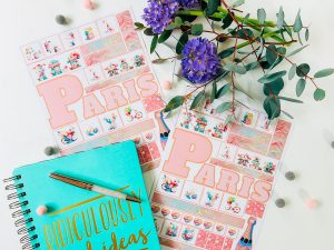 Free Downloadable Pastel cakes and cocktails Paris Stickers